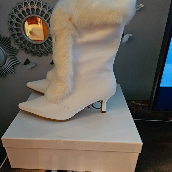 Midnight Velvet Faux Fur Trim Boot Sz 9.5 - Picture 3 of 8